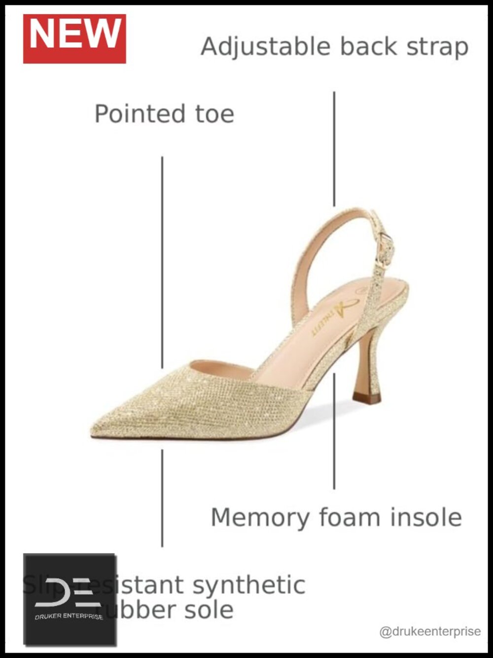 Kitten Heels Closed Toe Pointed Toe Pumps with Soft Latex Insole Adjustable
